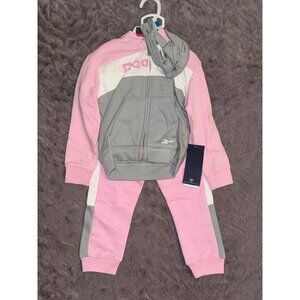 Reebok Toddler Girls Hoodie & Pants Set 18M Pink & Gray 60% Cotton 40% Polyester